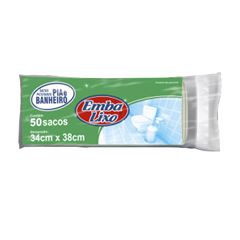 SACO LIXO BANH/PIA EMBALIXO 34X38CM BRANCO ROLO C/50