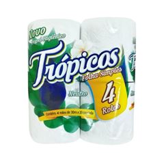 PAPEL HIGIÊNICO FOLHA SIMPLES TROPICOS C/4RL 30MT (16X4)