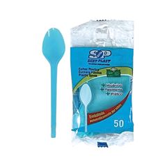 COLHER SOBREMESA SERT PLAST C/50 AZUL