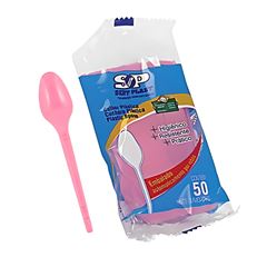 COLHER SOBREMESA SERT PLAST C/50 ROSA