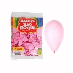 BALÃO 7 LISO C/50 SÃO ROQUE ROSA BABY