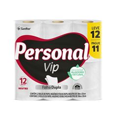 PAPEL HIGIÊNICO FOLHA DUPLA PERSONAL VIP C/12 30M L12/P11 (6X12)