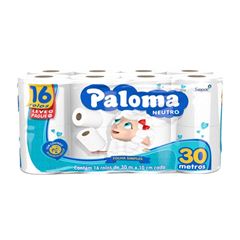 PAPEL HIGIÊNICO FOLHA SIMPLES PALOMA C/16RL 30MT (4X16)L16/P15