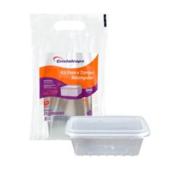 POTE 500ML TRANSLÚCIDO CRISTAL RETANGULAR C/25 FREEZER/MICRO