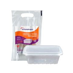 POTE 750ML TRANSLÚCIDO CRISTAL RETANGULAR C/25 FREEZER/MICRO