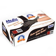 LUVA NITRÍLICA M MEDIX C/100 PRETA SEM PÓ