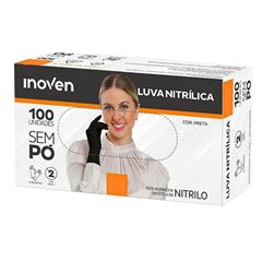 LUVA NITRÍLICA P INOVEN C/100 PRETA SEM PÓ