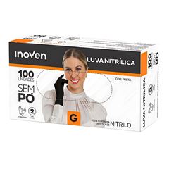 LUVA NITRÍLICA G INOVEN C/100 PRETA SEM PÓ