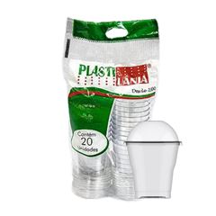 COPO PET 200ML PLASTILANIA C/20 C/ TAMPA S/FURO