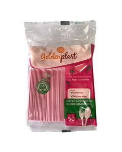 GARFO SOBREMESA GOLDEN C/50 ROSA BIO