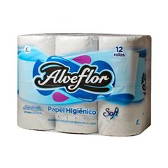 PAPEL HIGIÊNICO FOLHA SIMPLES ALVEFLOR C/12RL 30MT (4X12)