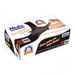 LUVA NITRÍLICA P MEDIX C/100 PRETA SEM PÓ
