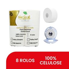 PAPEL HIGIÊNICO ROLÃO FOLHA SIMPLES 100% C/8RL NEWYORK #