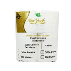 PAPEL HIGIÊNICO ROLÃO FOLHA SIMPLES 100% C/8RL NEWYORK #
