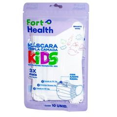 MÁSCARA DESCARTÁVEL TRIPLA C/10 FORT FLEX BRANCA INFANTIL