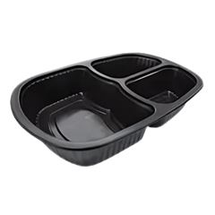 EMBALAGEM C PP33S BANDEJA 3 DIVISÓRIAS 1000ML C/1 PRETA