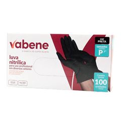 LUVA NITRÍLICA P VABENE C/100 PRETA SEM PÓ