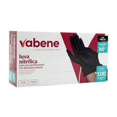 LUVA NITRÍLICA M VABENE C/100 PRETA SEM PÓ