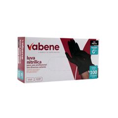 LUVA NITRÍLICA G VABENE C/100 PRETA SEM PÓ