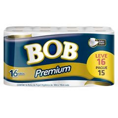 PAPEL HIGIÊNICO FOLHA DUPLA BOB PREMIUM C/16RL 30MT (4X16) L16/P15