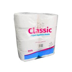 PAPEL HIGIÊNICO ROLÃO FOLHA SIMPLES 100% C/8RL CLASSIC #