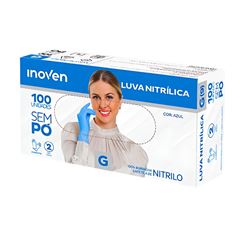 LUVA NITRÍLICA G INOVEN C/100 AZUL SEM PÓ