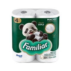 PAPEL HIGIÊNICO FOLHA DUPLA FAMILIAR C/4RL 30MT (16X4)