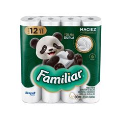 PAPEL HIGIÊNICO FOLHA DUPLA FAMILIAR C/12RL 30MT (6X12)