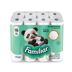 PAPEL HIGIÊNICO FOLHA SIMPLES FAMILIAR C/16 30MT (4X16)