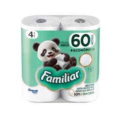 PAPEL HIGIÊNICO FOLHA SIMPLES FAMILIAR C/4 60MT (16X4)
