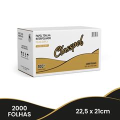 PAPEL TOALHA INTERFOLHADO 2 DOBRAS 2D 100% 22,5X21 FD C/2000 CLASSPEL PRO