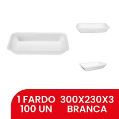 BANDEJA ISOPOR 20 FUNDA TOTAL C/100 BRANCA TF20 300X230X3