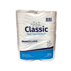 PAPEL HIGIÊNICO ROLÃO FOLHA SIMPLES BRANCO C/8 RL CLASSIC #
