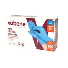 LUVA NITRÍLICA P VABENE C/100 AZUL SEM PÓ