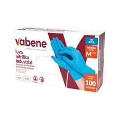 LUVA NITRÍLICA M VABENE C/100 AZUL SEM PÓ