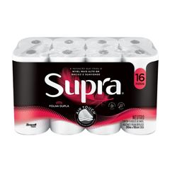 PAPEL HIGIÊNICO FOLHA DUPLA SUPRA C/16RL 30MT (4X16)