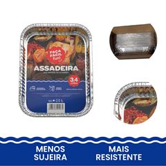 ASSADEIRA ALUMÍNIO RETANGULAR 3400ML FAÇA FÁCIL FUN C/1