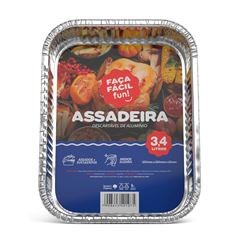 ASSADEIRA ALUMÍNIO RETANGULAR 3400ML FAÇA FÁCIL FUN C/1