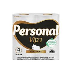 PAPEL HIGIÊNICO FOLHA TRIPLA PERSONAL VIP C/4 20M (16X4)