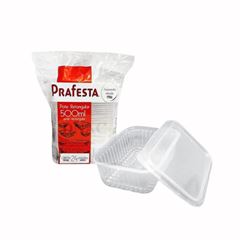 POTE 500ML PRAFESTA TRANSLÚCIDO RETGULAR C/24 FREEZER/MICRO