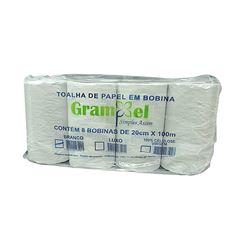 TOALHA BOBINA 8X20X100 BRANCA GRAMPEL