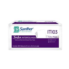 PAPEL TOALHA INTERFOLHADO 2 DOBRAS 100% 21X21,5 FT C/2400 SANTHER ITI03