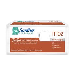PAPEL TOALHA INTERFOLHADO 2 DOBRAS 100% 21X21,5 FD C/2400 SANTHER ITI02