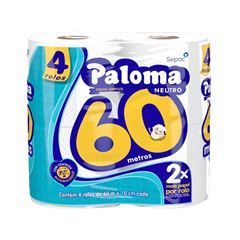 PAPEL HIGIÊNICO FOLHA SIMPLES PALOMA C/4RL 60MT (16X4)